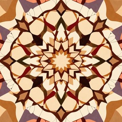 The primary subject of the image is a colorful, intricate, and detailed design, which appears to be a pattern or a piece of artwork. The setting is a wall, and the visual style is a combination of photo and digital art. The colors and mood of the image are vibrant and lively, with a focus on the sun and its rays.